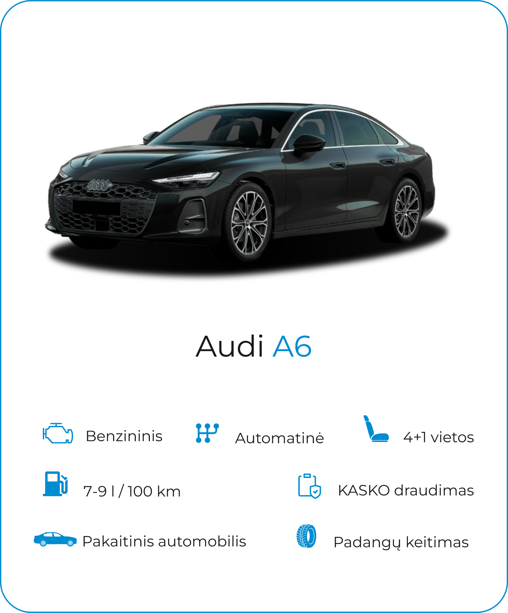 Ilgalaikė Audi A6 nuoma be vairuotojo