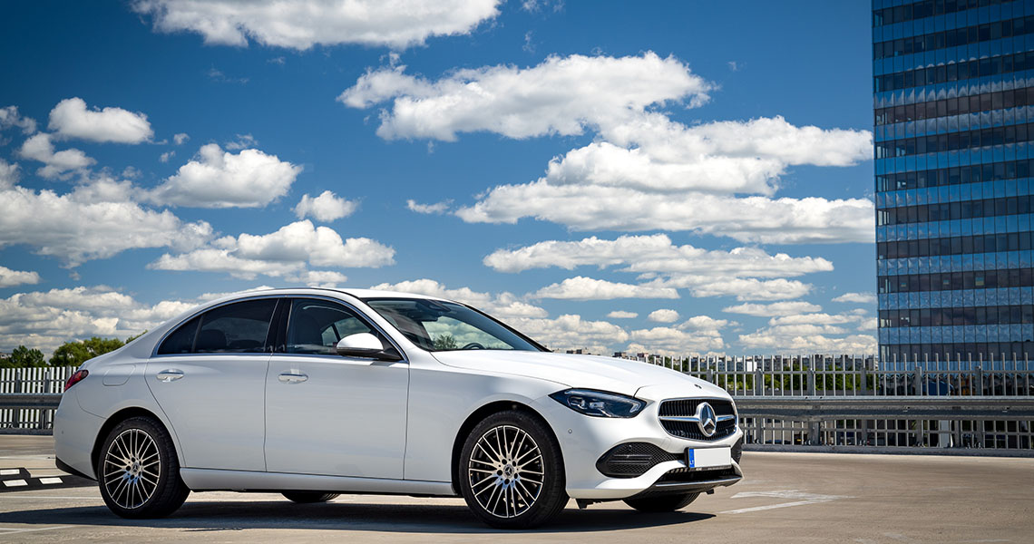 White luxury car for rent